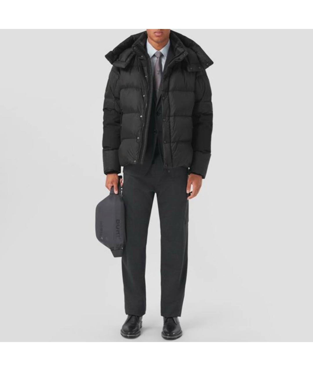 BURBERRY Черный полиамидовый пуховик, фото 7