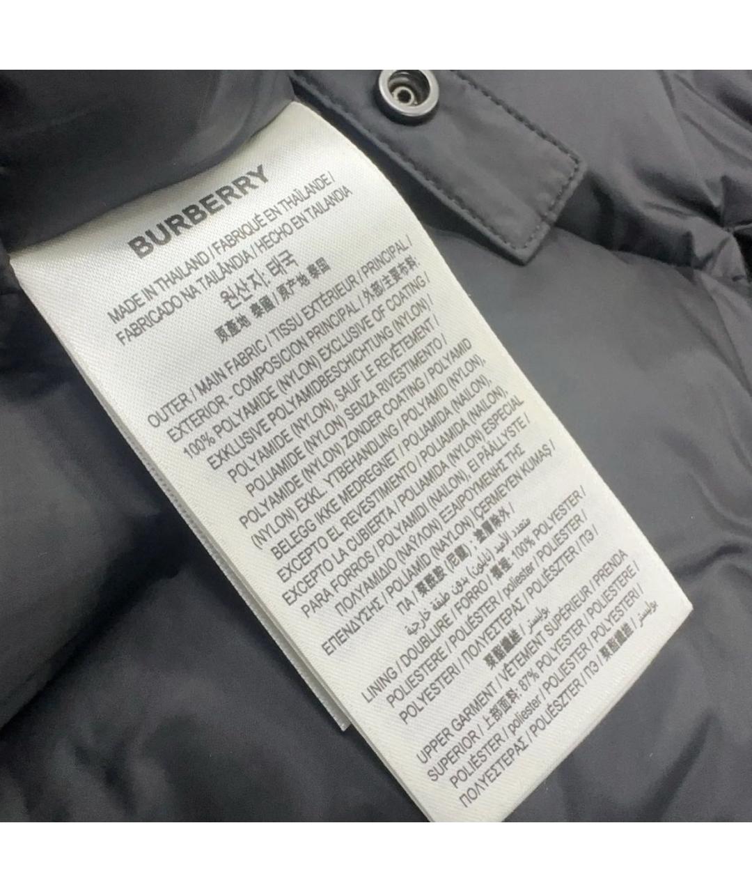BURBERRY Черный полиамидовый пуховик, фото 6