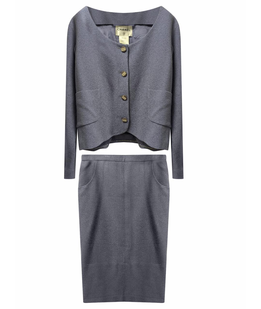 CHANEL Фиолетовый шерстяной костюм с юбками, фото 1