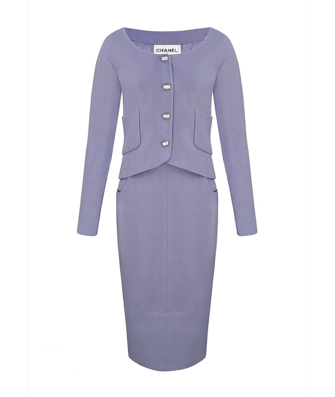 CHANEL Фиолетовый шерстяной костюм с юбками, фото 10