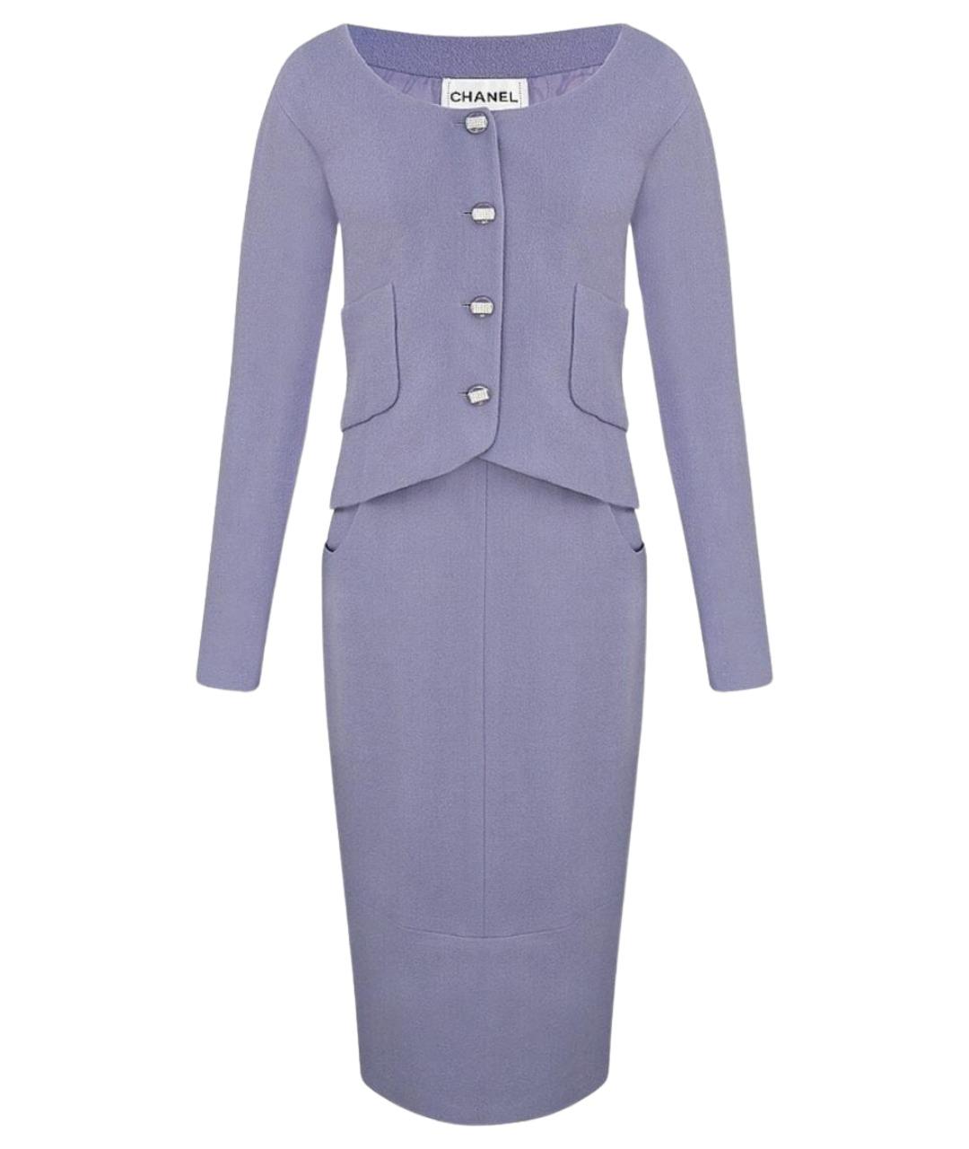 CHANEL Фиолетовый шерстяной костюм с юбками, фото 1