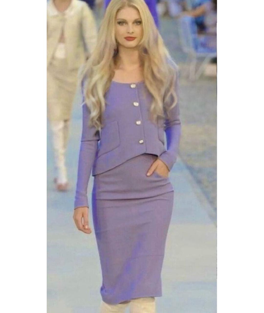 CHANEL Фиолетовый шерстяной костюм с юбками, фото 9