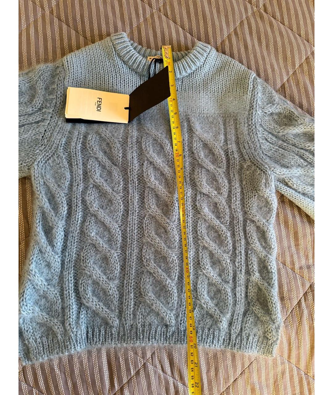 FENDI Голубой шерстяной джемпер / свитер, фото 3