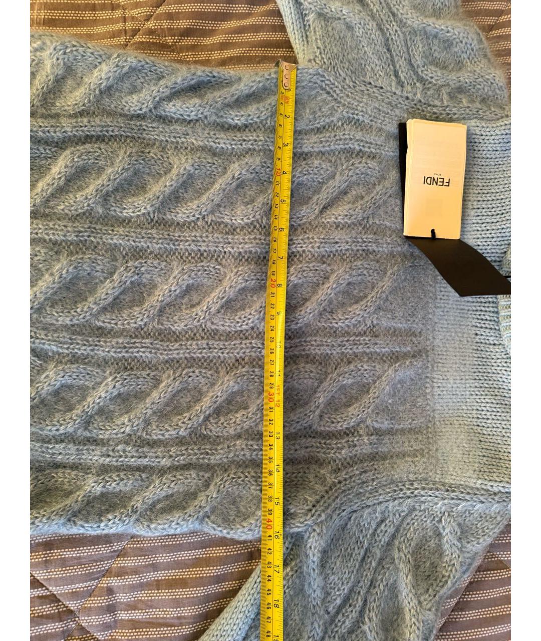 FENDI Голубой шерстяной джемпер / свитер, фото 5