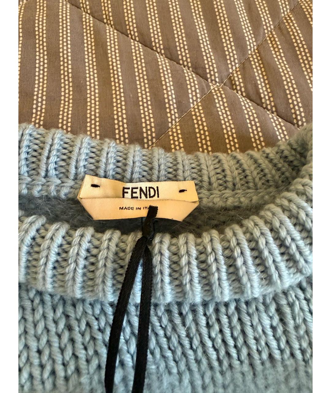 FENDI Голубой шерстяной джемпер / свитер, фото 2