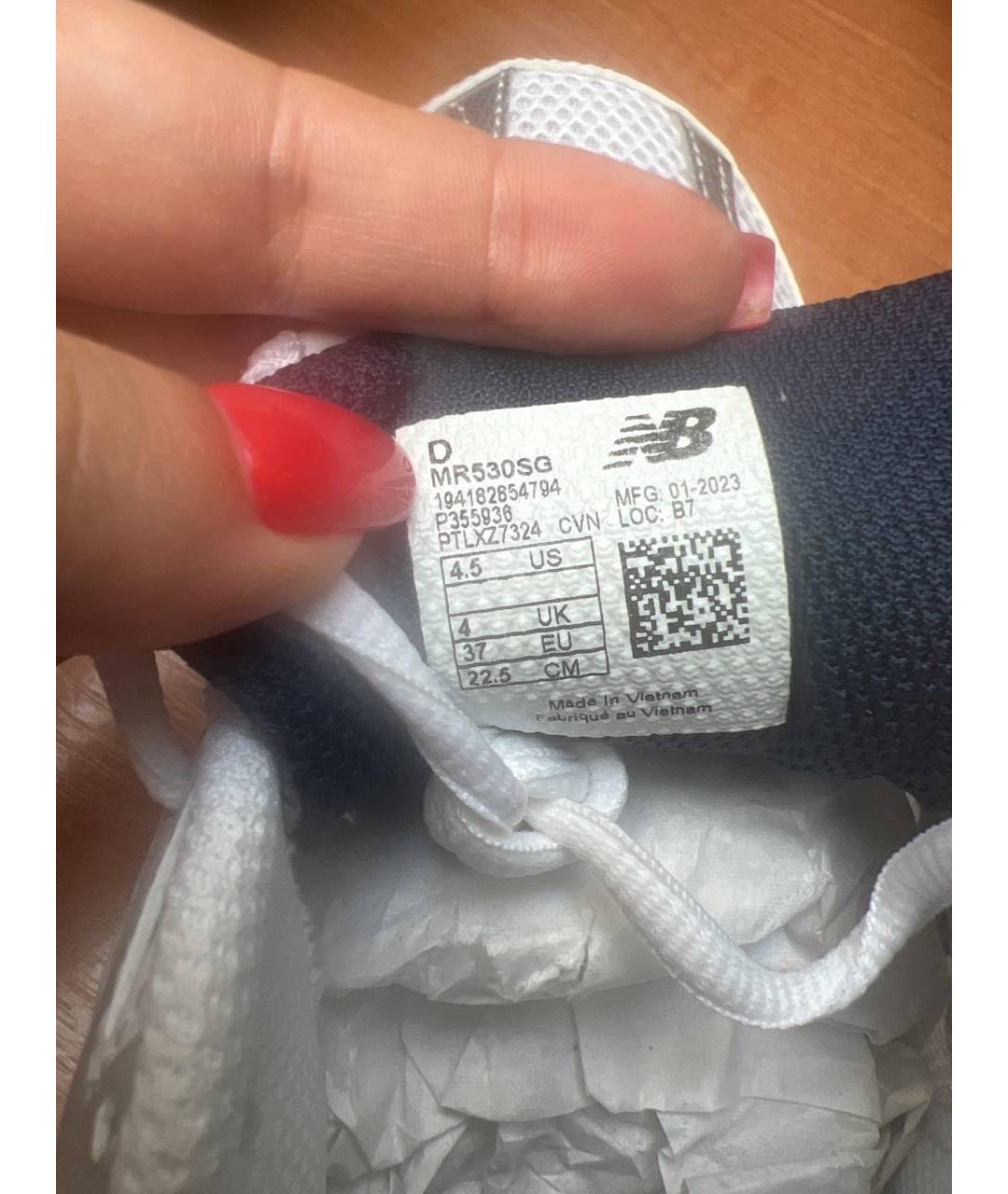 NEW BALANCE Белые текстильные кроссовки, фото 6