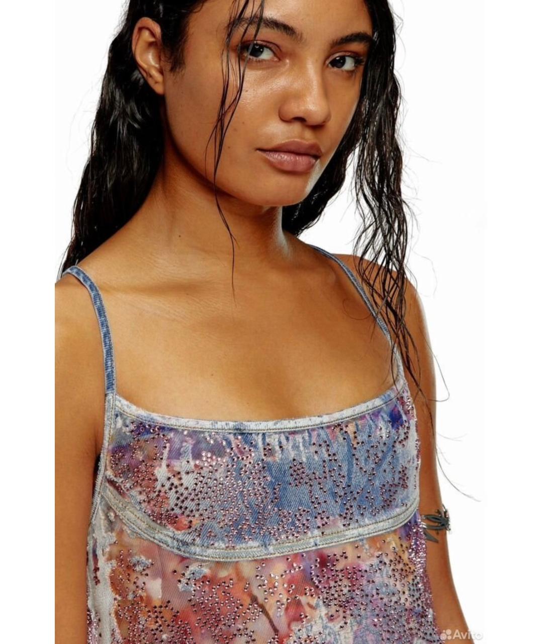 DIESEL Мульти деним коктейльное платье, фото 4