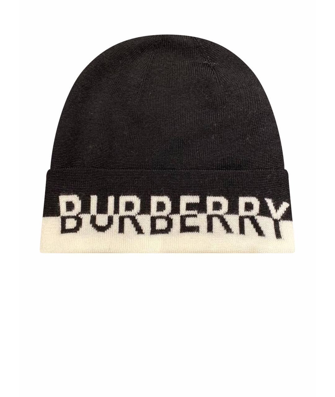 BURBERRY Черная шерстяная шапка, фото 1