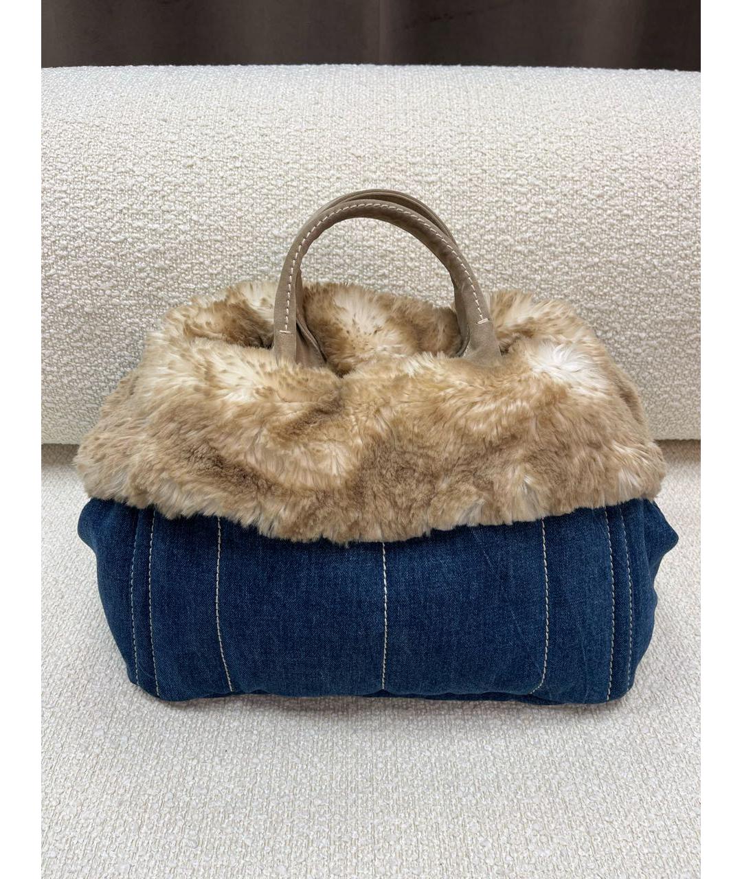 PRADA Синяя деним сумка с короткими ручками, фото 3