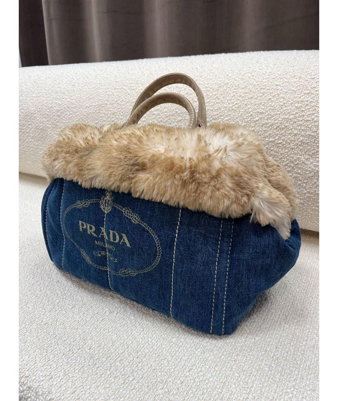 PRADA Синяя деним сумка с короткими ручками, фото 5