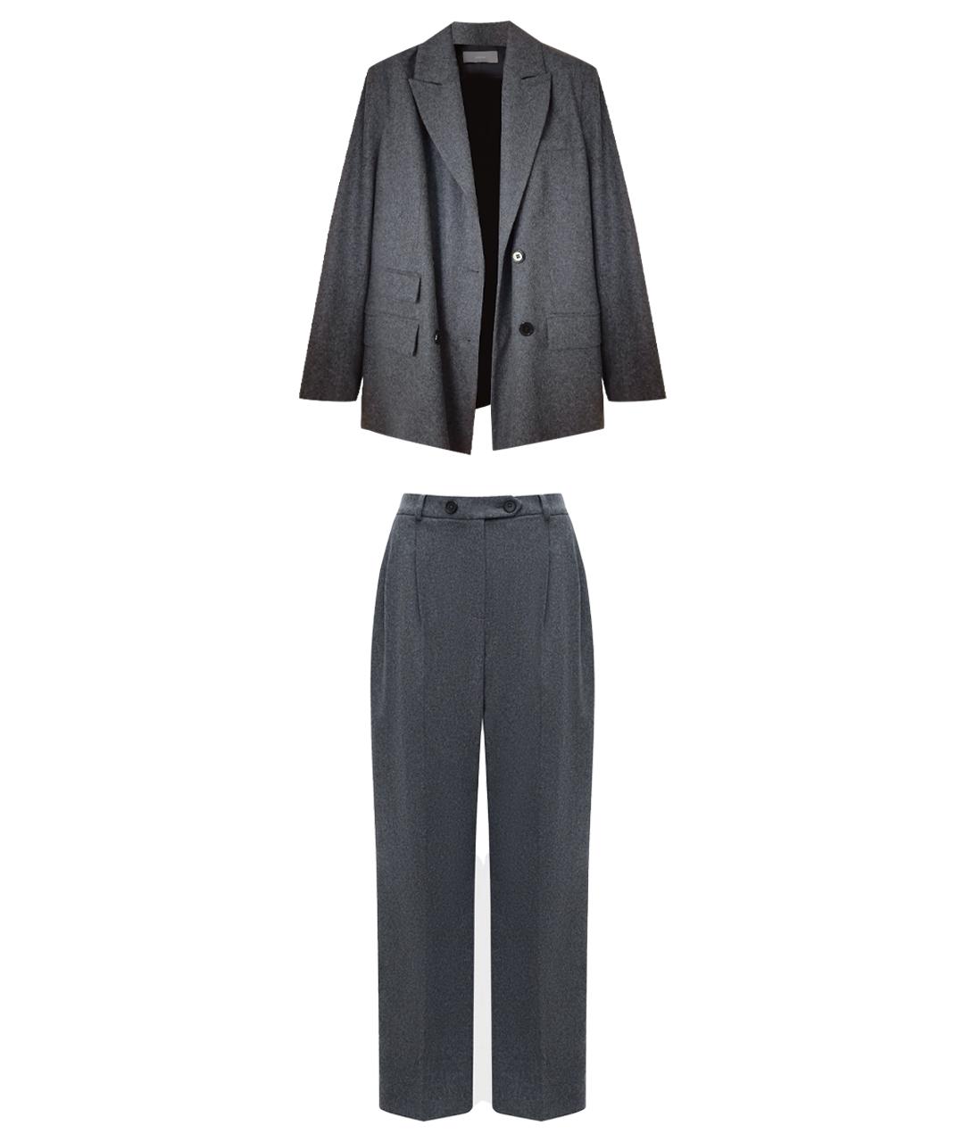 12 STOREEZ Серый шерстяной костюм с брюками, фото 1