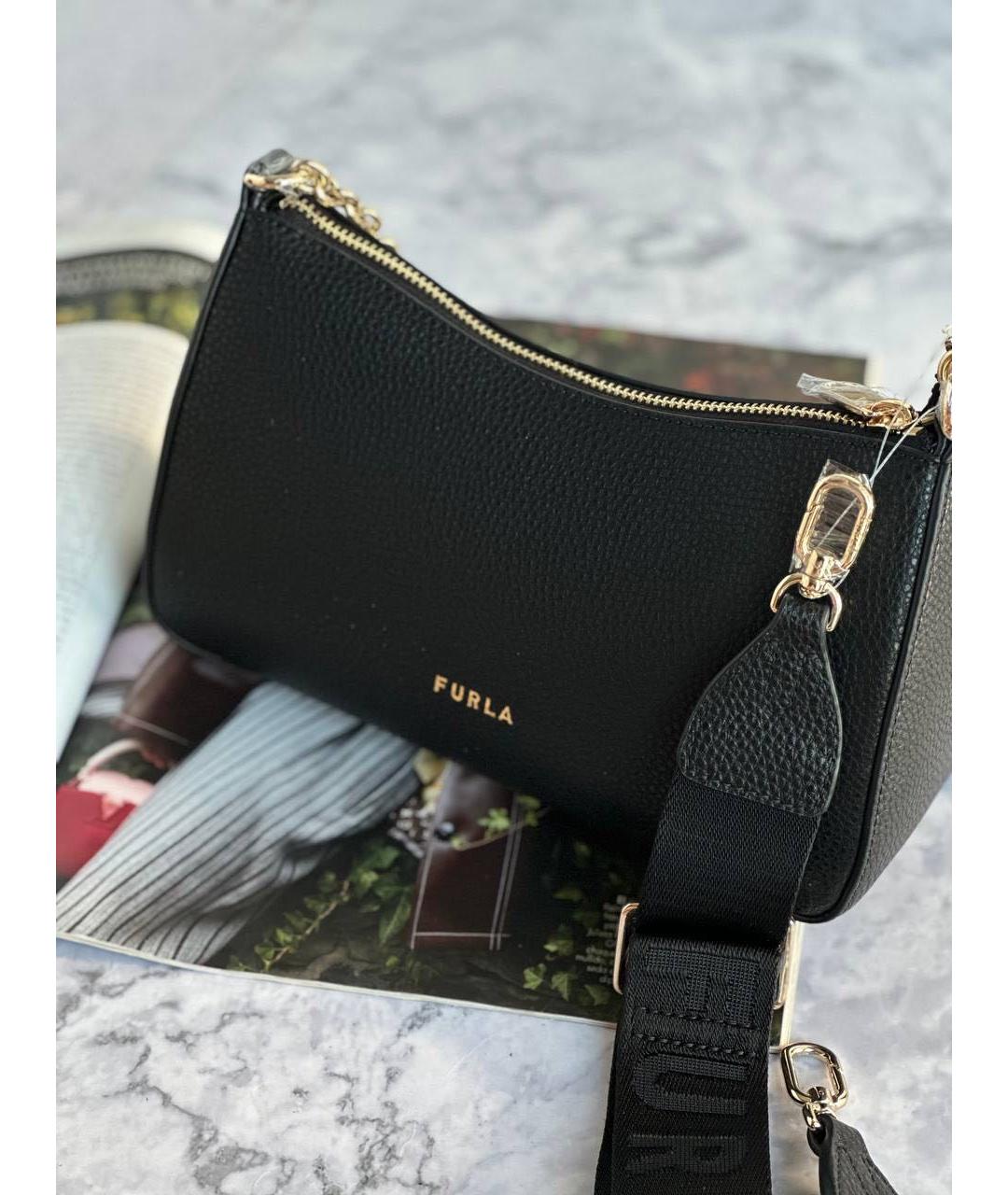 FURLA Черная кожаная сумка через плечо, фото 5