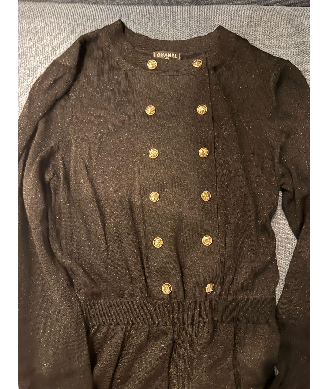 CHANEL Черное шерстяное коктейльное платье, фото 3