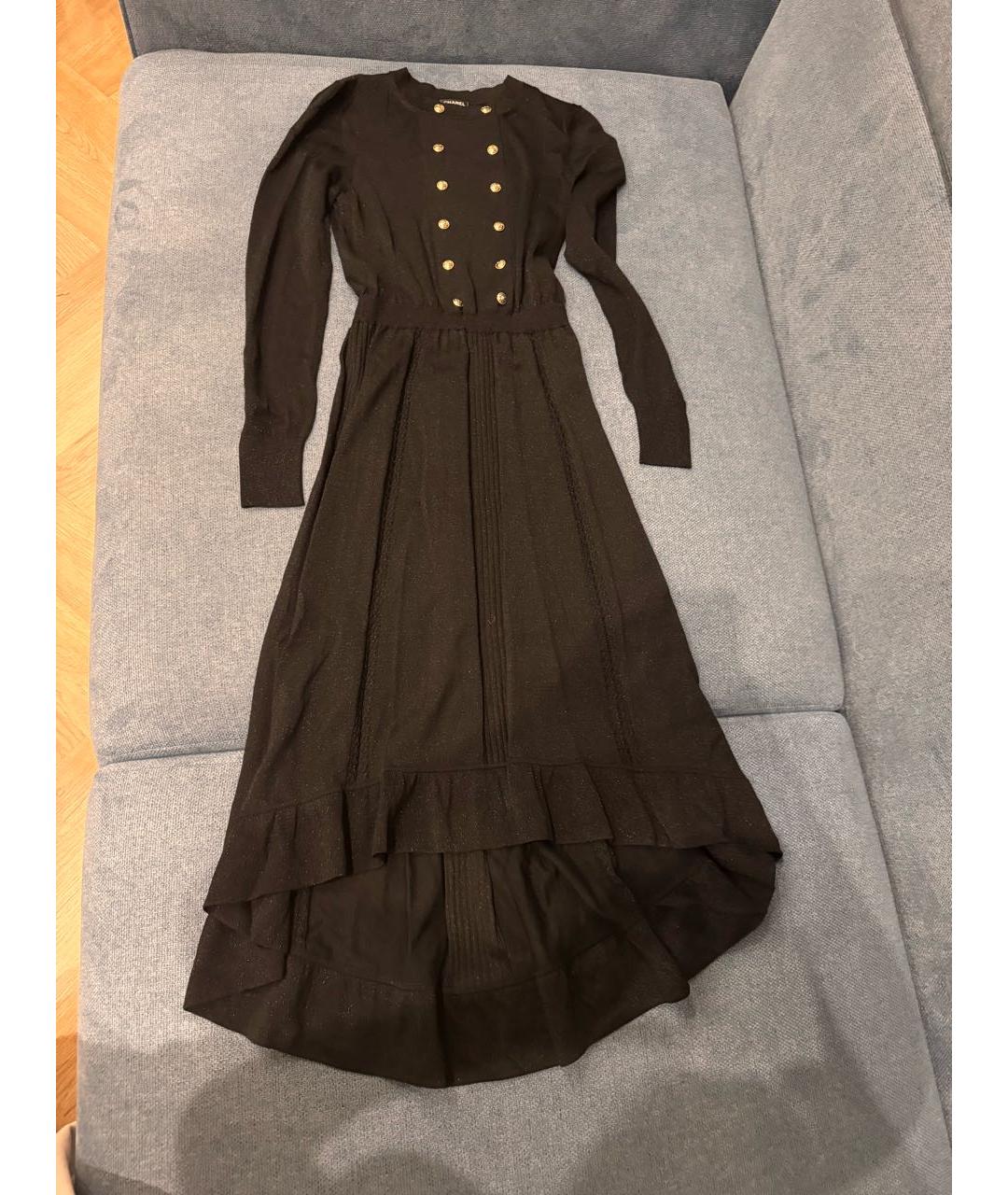 CHANEL Черное шерстяное коктейльное платье, фото 5