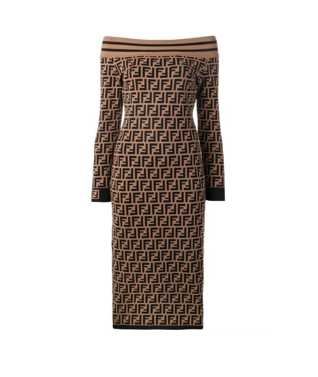 FENDI Коричневое хлопковое повседневное платье, фото 1