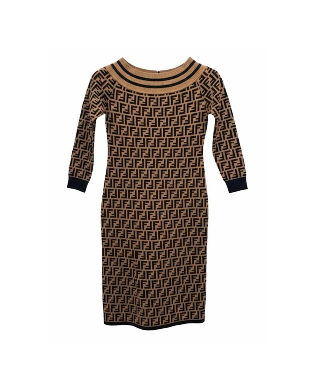 FENDI Коричневое хлопковое повседневное платье, фото 2