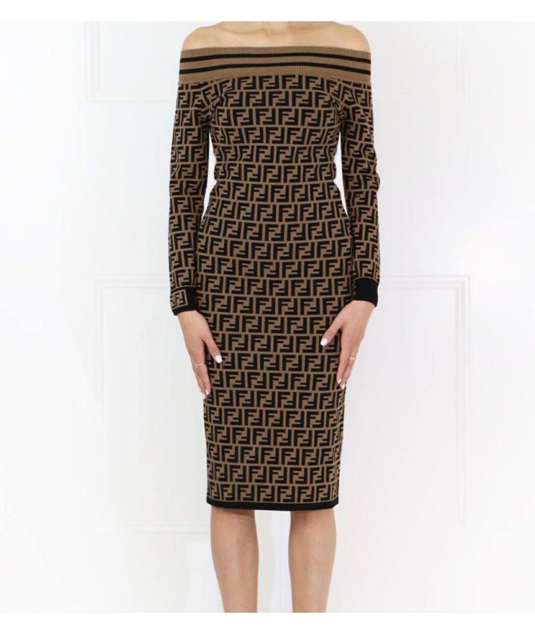 FENDI Коричневое хлопковое повседневное платье, фото 4
