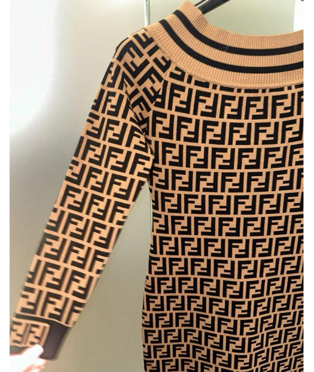 FENDI Коричневое хлопковое повседневное платье, фото 6