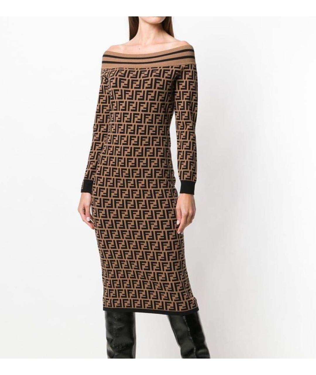 FENDI Коричневое хлопковое повседневное платье, фото 5