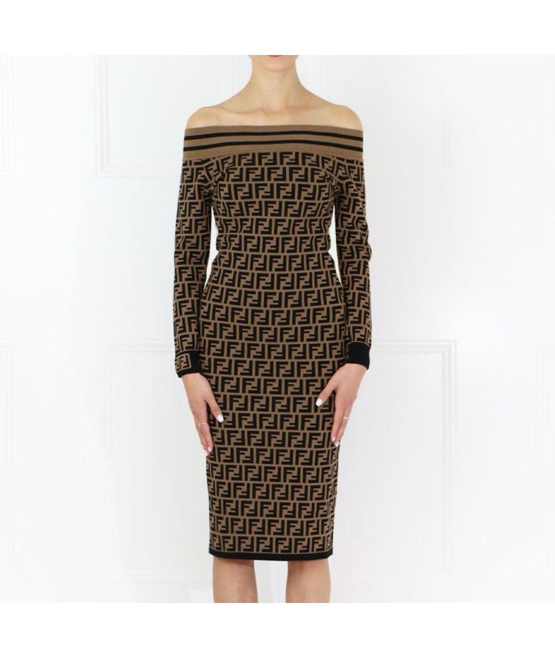 FENDI Коричневое хлопковое повседневное платье, фото 3