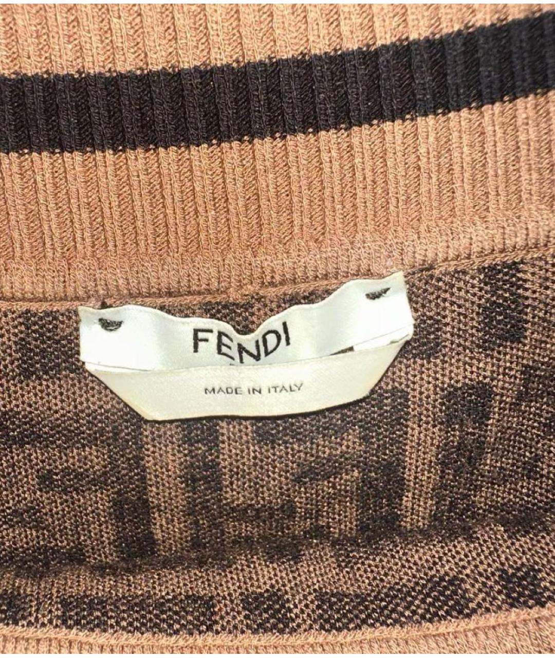 FENDI Коричневое хлопковое повседневное платье, фото 8