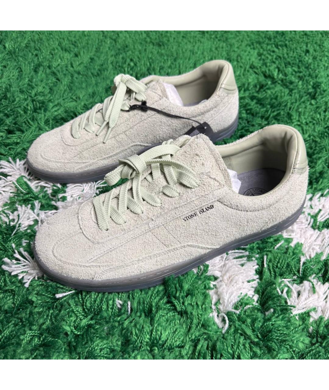 STONE ISLAND Серые замшевые низкие кроссовки / кеды, фото 2