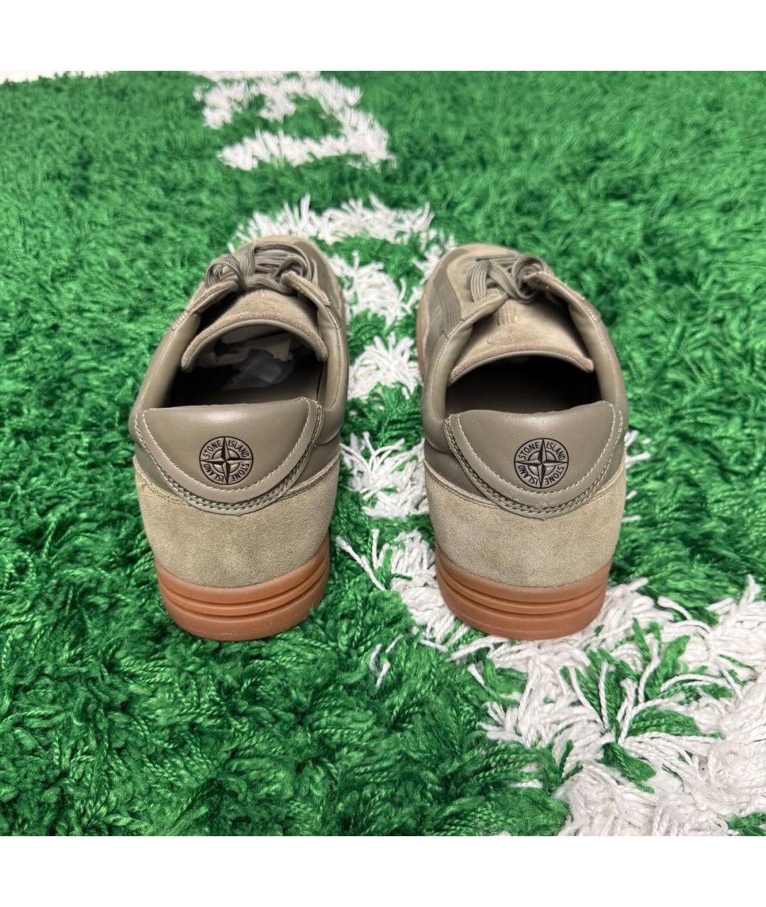 STONE ISLAND Хаки кожаные низкие кроссовки / кеды, фото 3