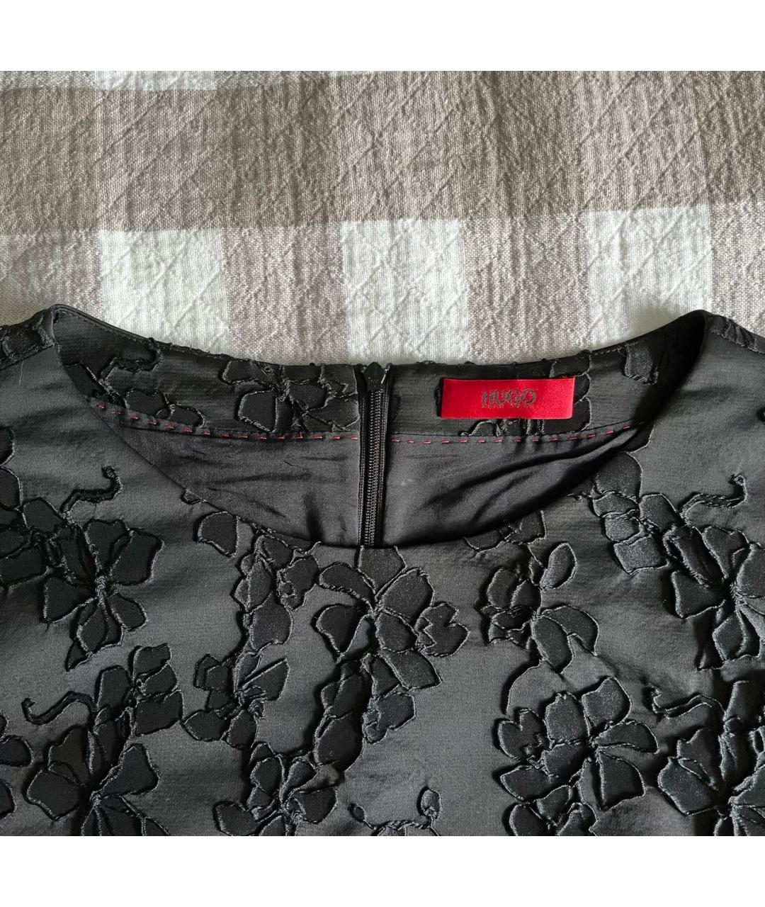 HUGO Черное полиэстеровое повседневное платье, фото 5