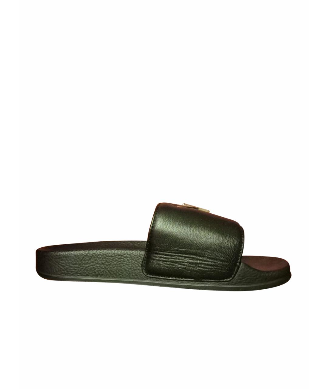 GIUSEPPE ZANOTTI DESIGN Черные кожаные шлепанцы, фото 1