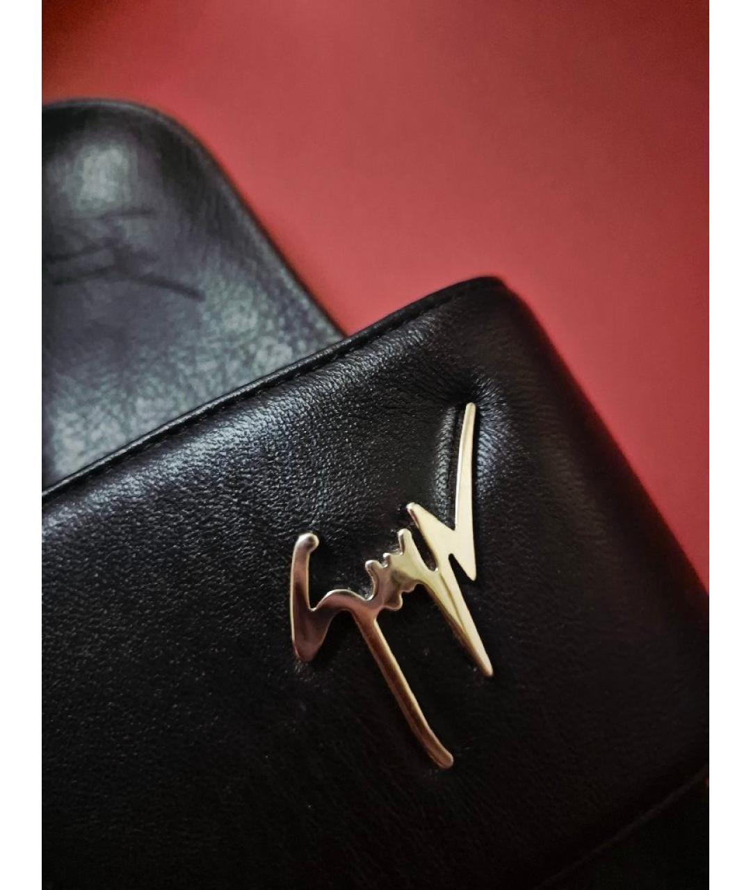 GIUSEPPE ZANOTTI DESIGN Черные кожаные шлепанцы, фото 7