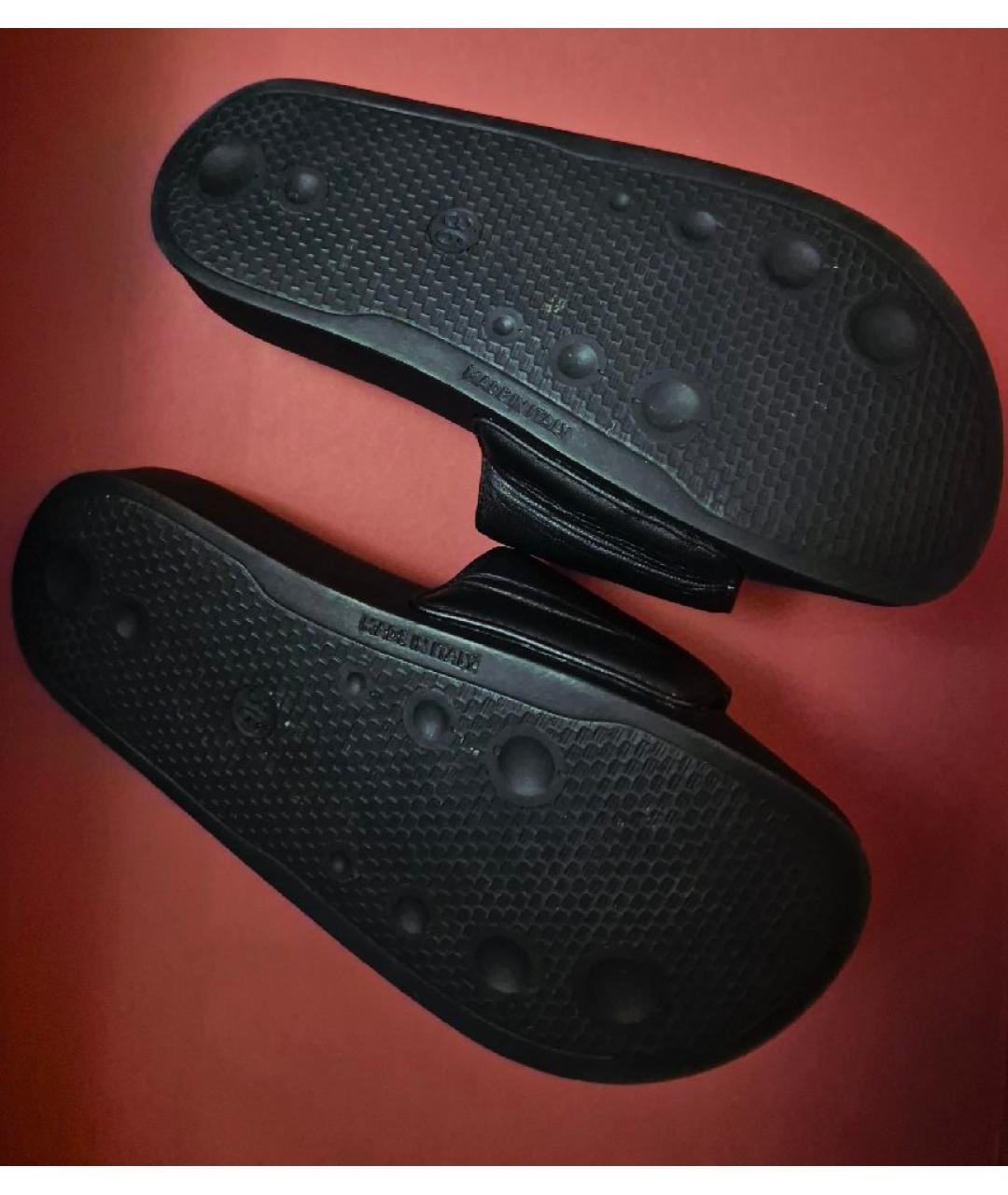 GIUSEPPE ZANOTTI DESIGN Черные кожаные шлепанцы, фото 6