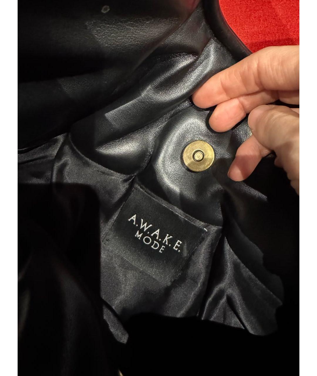 A.W.A.K.E. MODE Черная сумка с короткими ручками из искусственной кожи, фото 7