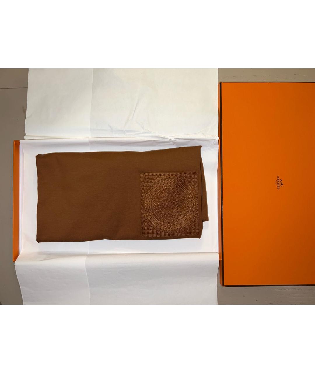 HERMES Коричневая хлопковая футболка, фото 4