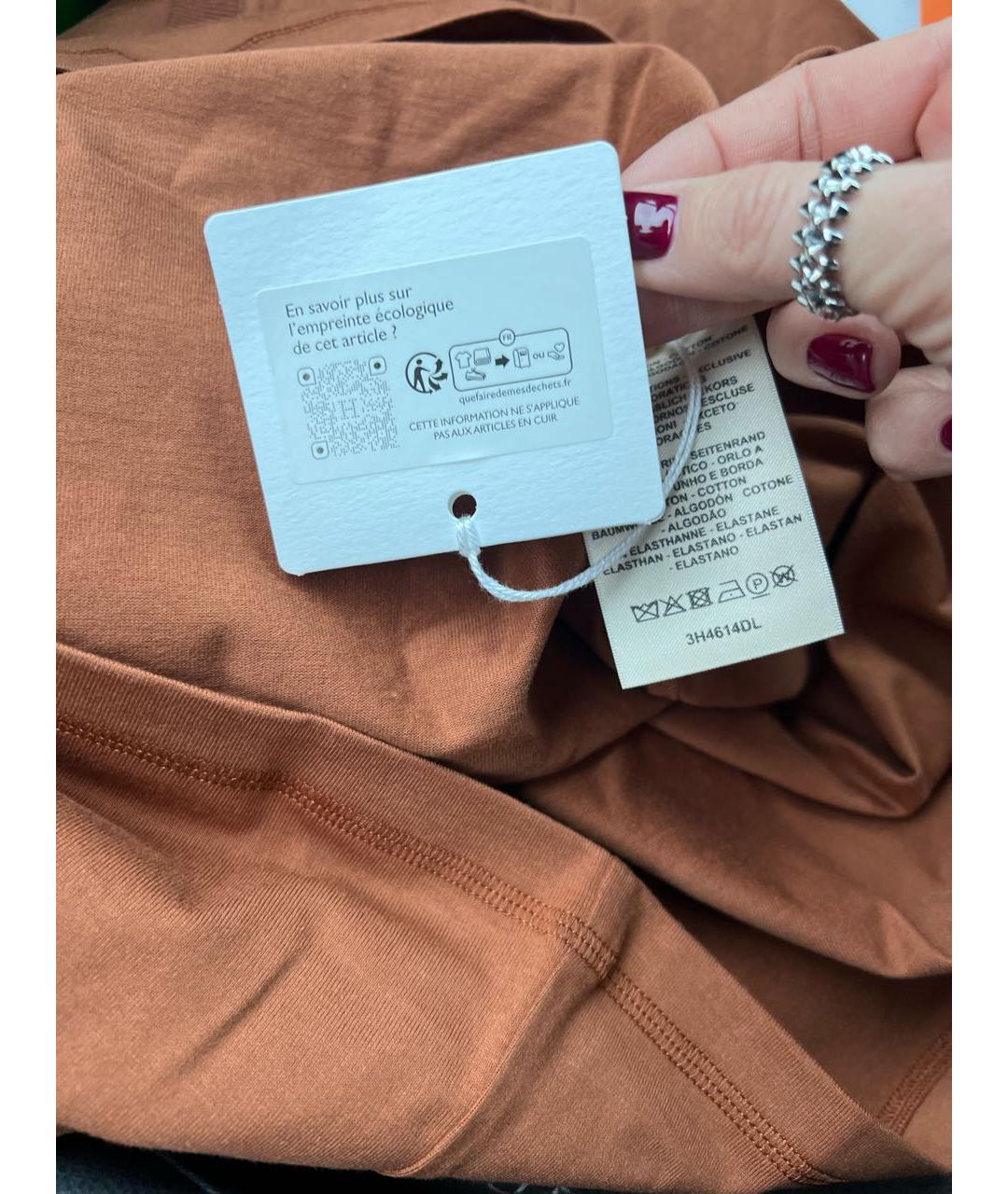 HERMES Коричневая хлопковая футболка, фото 8