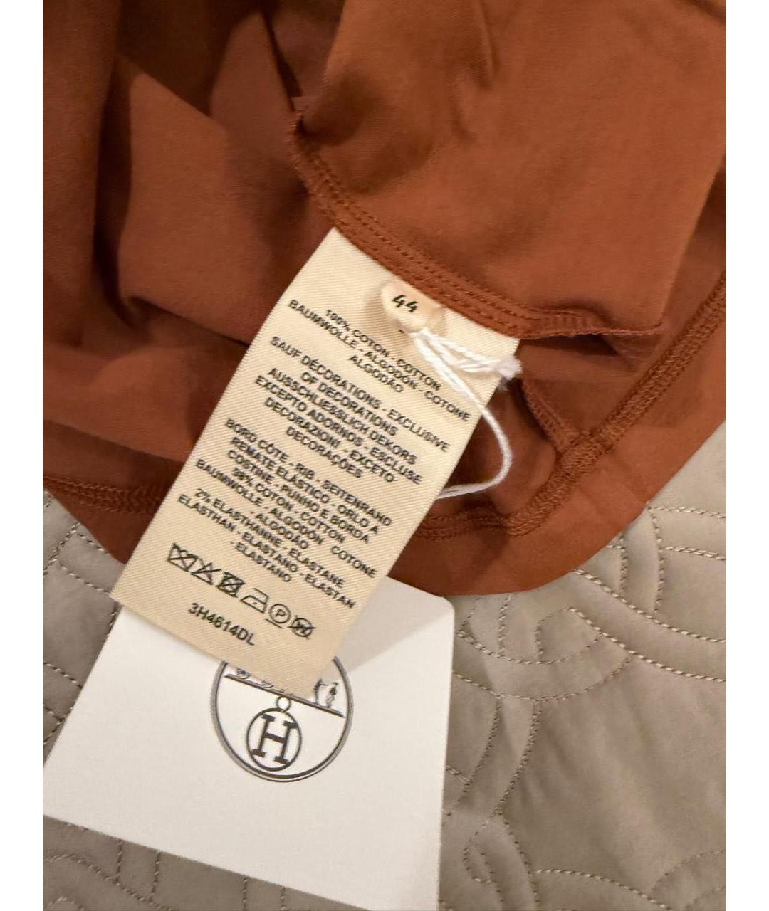 HERMES Коричневая хлопковая футболка, фото 7