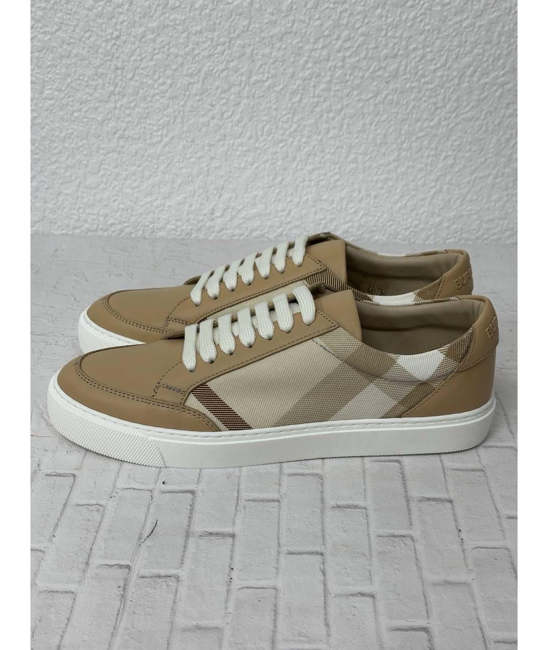 BURBERRY Бежевые кожаные кеды, фото 7