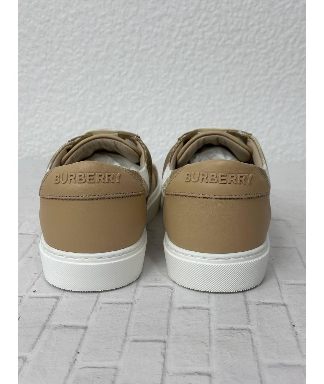 BURBERRY Бежевые кожаные кеды, фото 4
