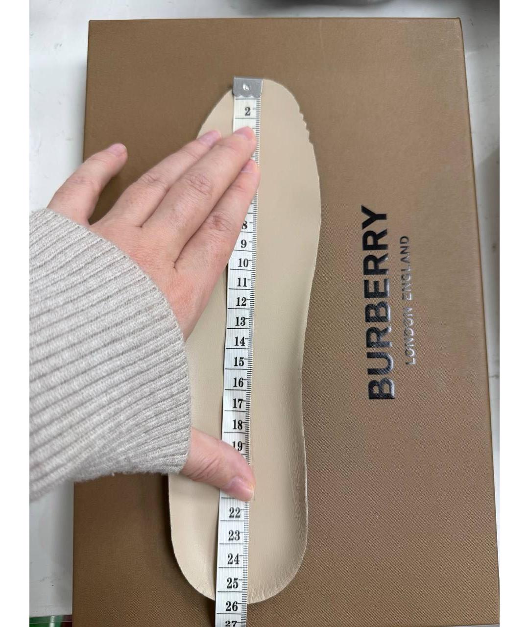 BURBERRY Бежевые кожаные кеды, фото 6