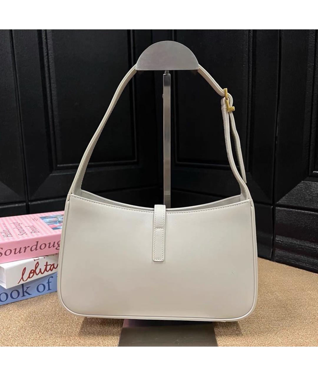 SAINT LAURENT Бежевая кожаная сумка с короткими ручками, фото 3