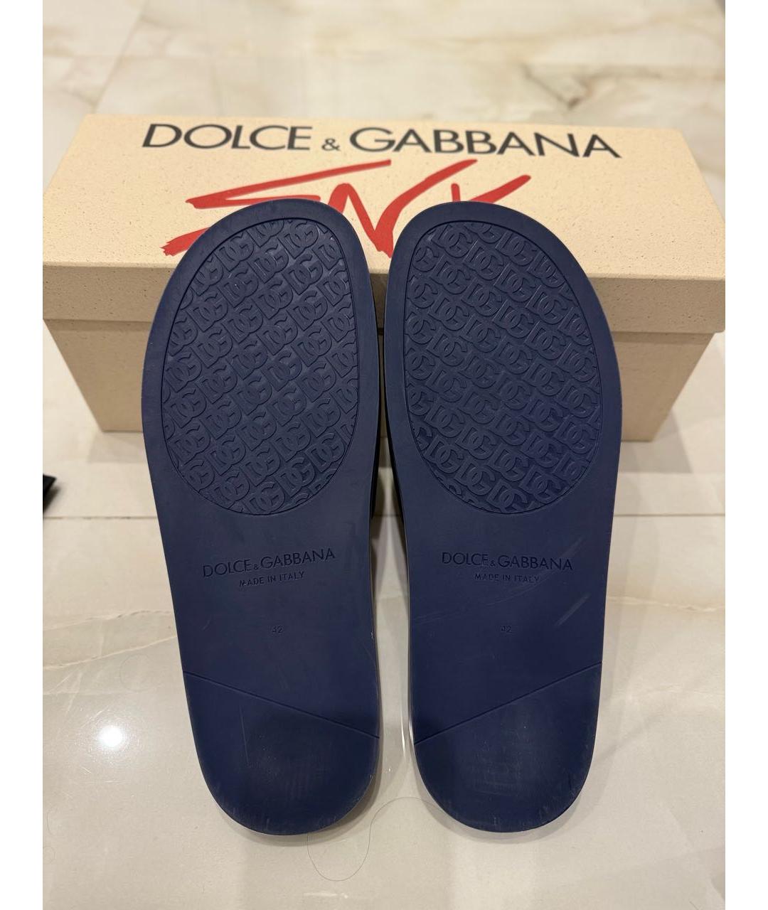 DOLCE&GABBANA Темно-синие резиновые шлепанцы, фото 4