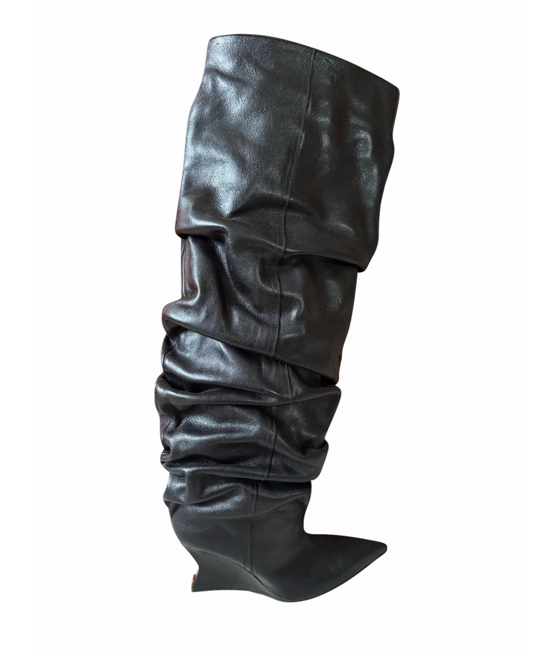 BALMAIN Черные кожаные сапоги, фото 1