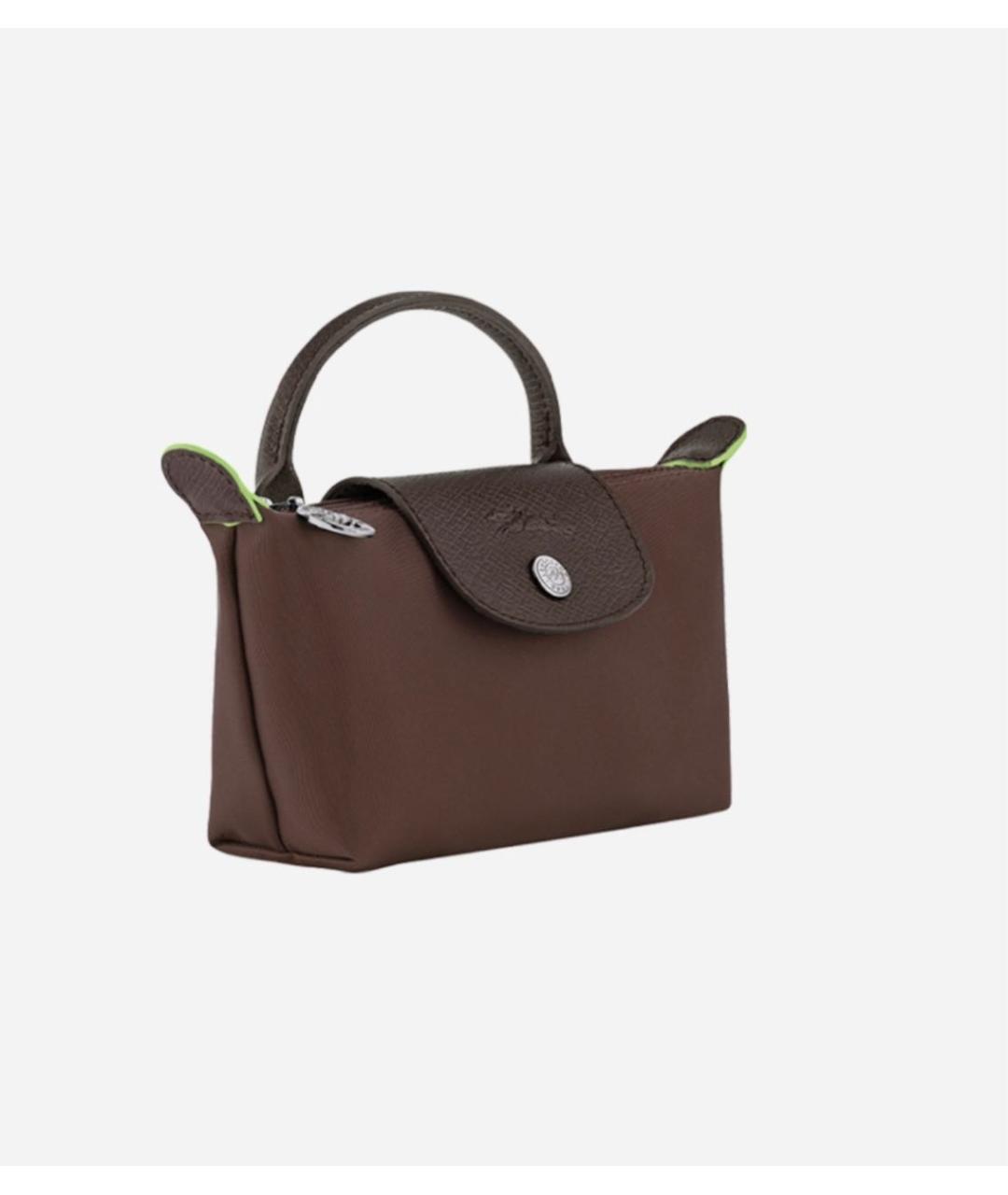 LONGCHAMP Коричневая тканевая сумка с короткими ручками, фото 2