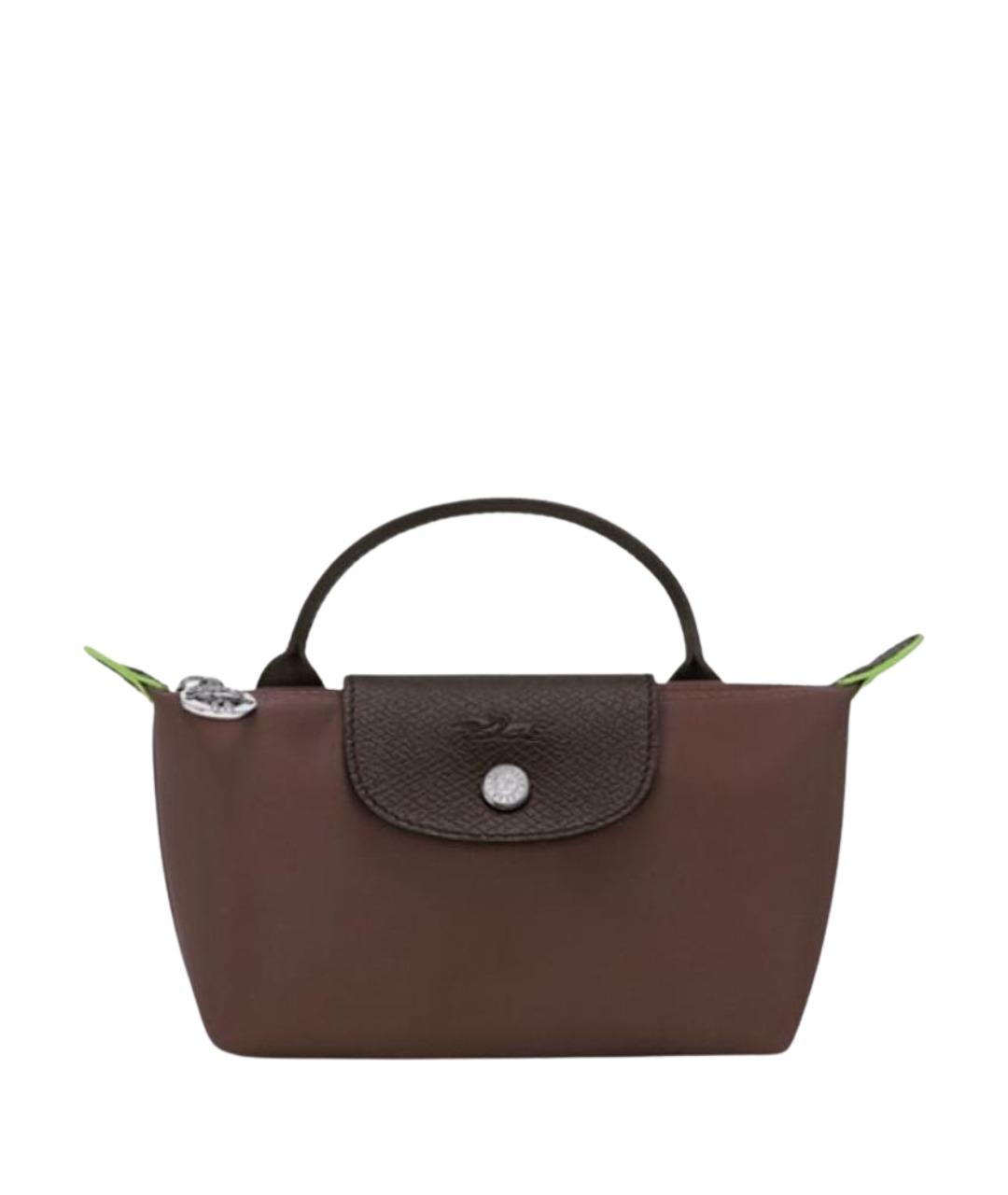 LONGCHAMP Коричневая тканевая сумка с короткими ручками, фото 1