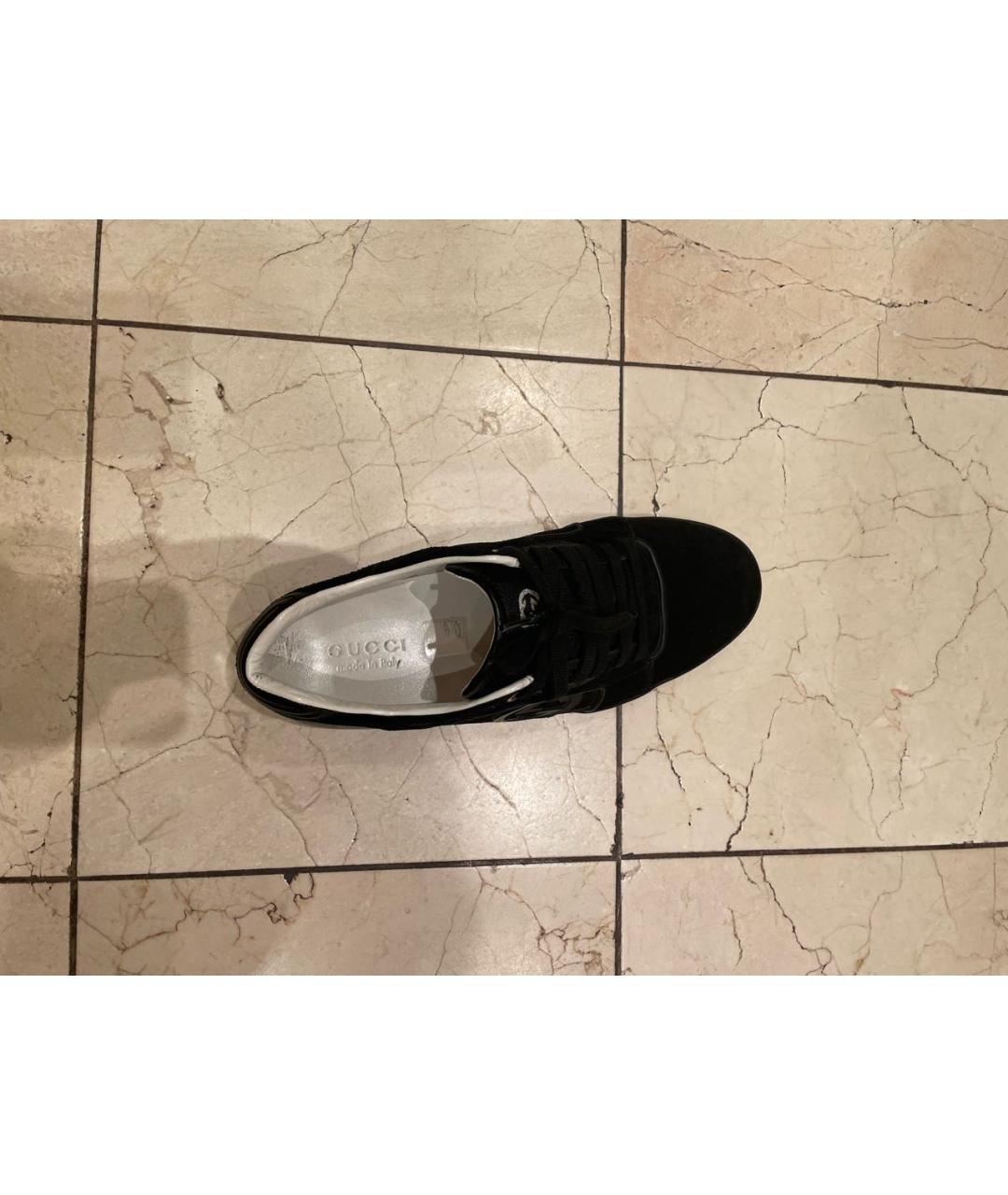 GUCCI Черные замшевые низкие кроссовки / кеды, фото 7