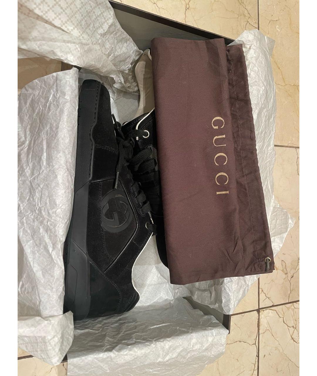 GUCCI Черные замшевые низкие кроссовки / кеды, фото 3