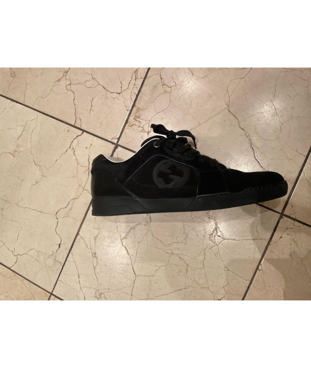 GUCCI Черные замшевые низкие кроссовки / кеды, фото 8