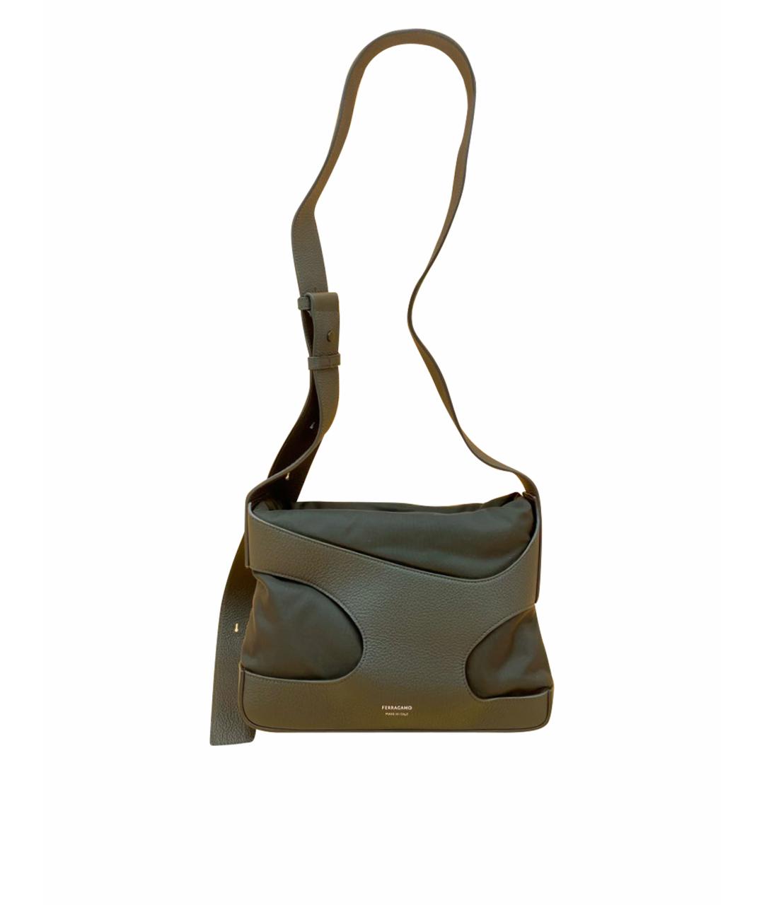 FERRAGAMO Черная кожаная сумка на плечо, фото 1