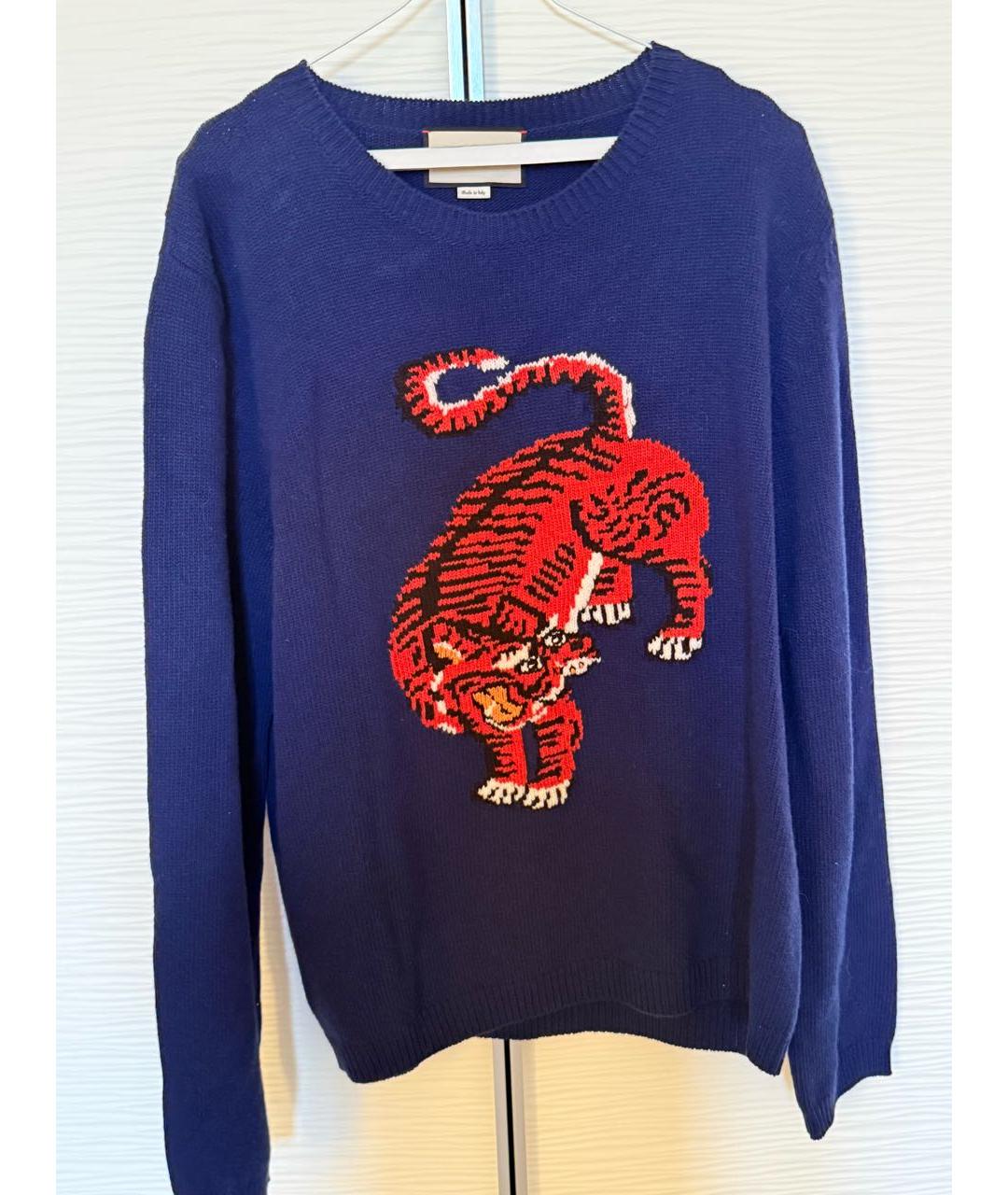 GUCCI Синий шерстяной джемпер / свитер, фото 9