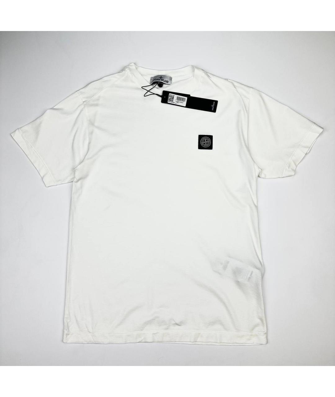 STONE ISLAND Белая хлопковая футболка, фото 4