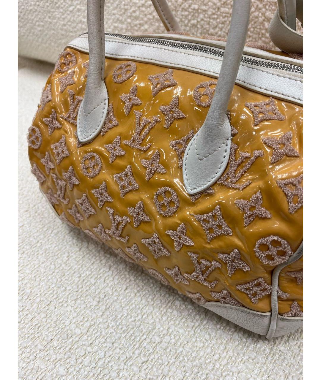 LOUIS VUITTON Горчичная кожаная сумка с короткими ручками, фото 5